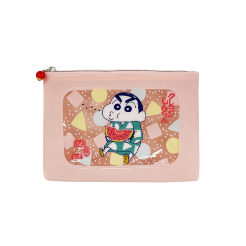クレヨンしんちゃん グッズ ポストカード 缶バッジ キーホルダー ポーチ クレヨンしんちゃん 窓付ポーチ 風に吹かれて夕涼み | クレヨン